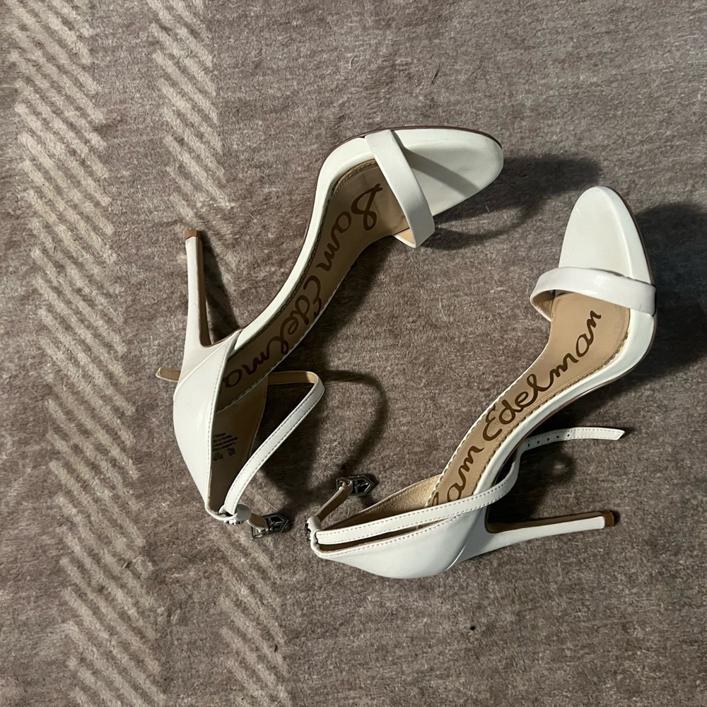 Sam Edelman White Ankle Strap Heels - Picture 2 of 4